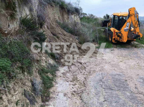 Hράκλειο: Νέα κατολίσθηση από την κακοκαιρία – Στο σημείο η Πολιτική Προστασία