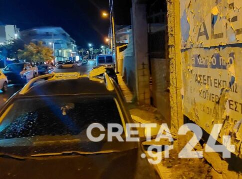 Ηράκλειο: Τμήμα κτιρίου κατέρρευσε σε αυτοκίνητο