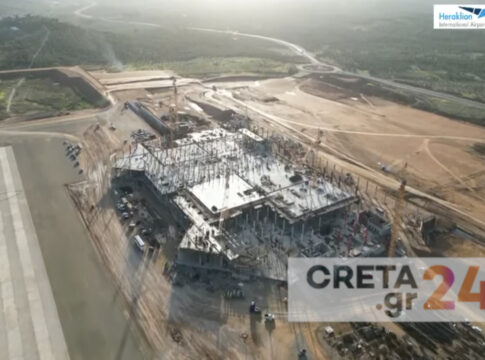 Το εργοτάξιο του νέου αεροδρομίου στο Καστέλι από ψηλά – Ξεπερνά το 30% η πρόοδος των εργασιών (βίντεο)