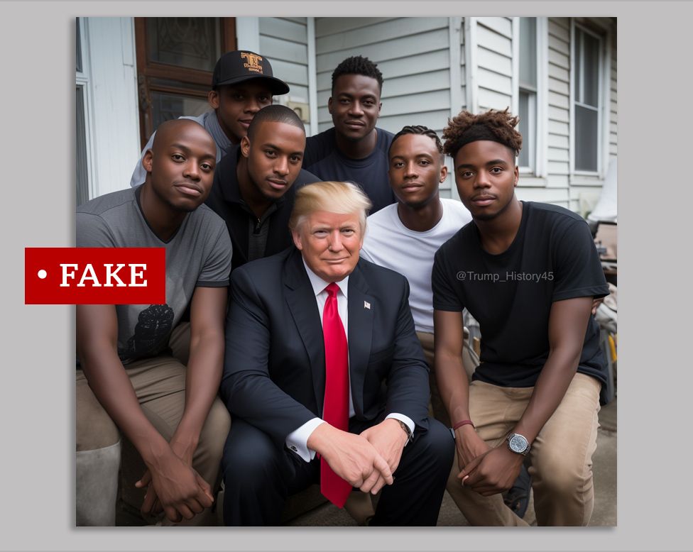 AI generated image of Trump with black supporters