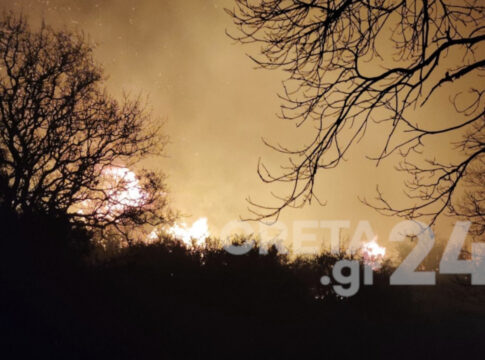 Kρήτη: Σε ύφεση η μεγάλη πυρκαγιά – Δείτε βίντεο