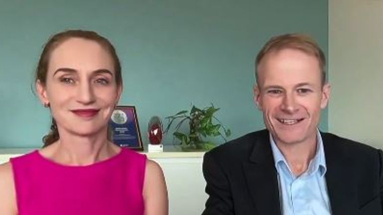 Professor Scolyer, pictured with Professor Long, has still had no sign of recurrence almost 12 months since being diagnosed with grade 4 cancer