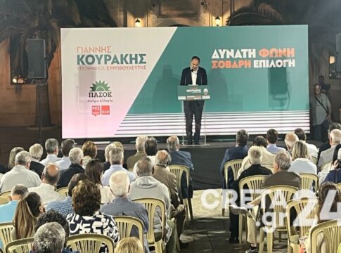 Πλήθος κόσμου στην κεντρική προεκλογική ομιλία του Γιάννη Κουράκη στο Ηράκλειο