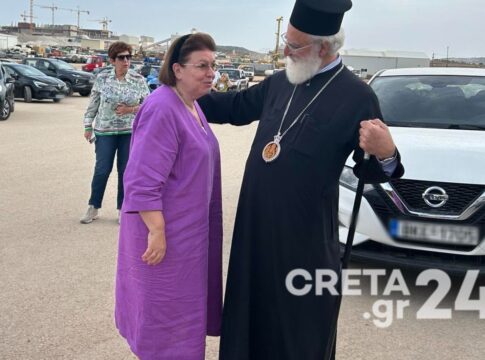 Στο εργοτάξιο του νέου αεροδρομίου στο Καστέλι η Λίνα Μενδώνη και ο Νίκος Ταχιάος