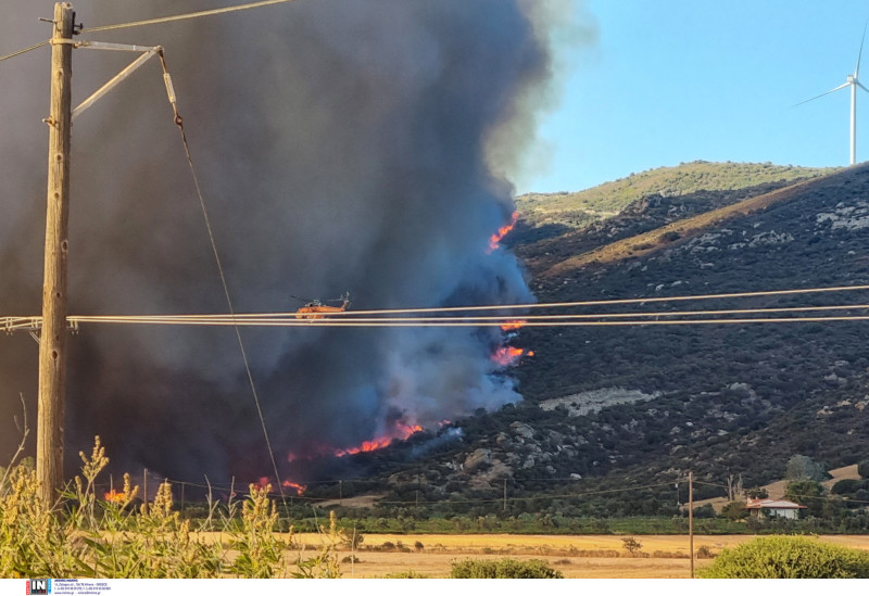 Μαίνεται η φωτιά στην Εύβοια - Ξεκίνησαν οι ρίψεις νερού από εναέρια μέσα