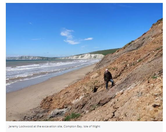Jeremy Lockwood at the excavation site, Compton Bay, Isle of Wight