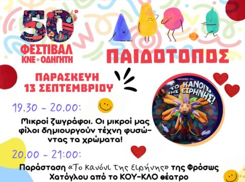 50ο Φεστιβάλ ΚΝΕ-ΟΔΗΓΗΤΗ: Πλόυσιο πρόγραμμα στον χώρο του Παιδότοπου