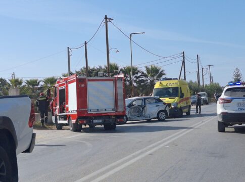 Ηράκλειο: Σφοδρή σύγκρουση αυτοκινήτων – Δύο τραυματίες