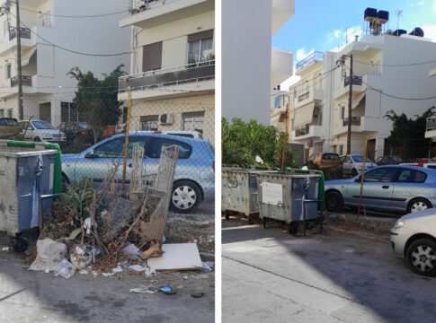 Ηράκλειο: Σωροί από κλαδιά δίπλα σε κάδους – Κίνδυνος ενόψει βροχοπτώσεων