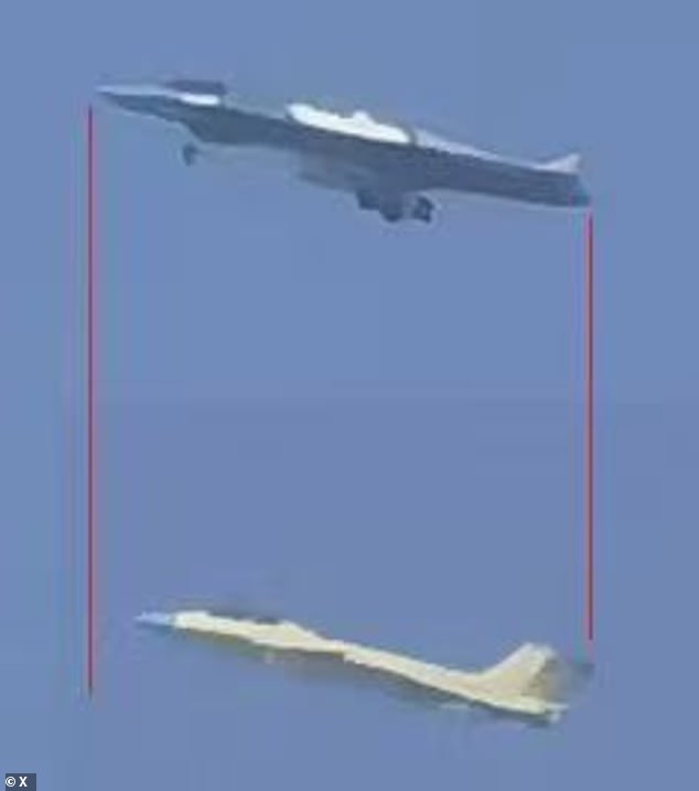 The new jet, on top, was spotted alongside a Chengdu J-20, the current generation of fighters - compared to the US Air Force's F-22.