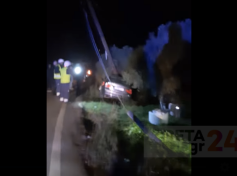 Τροχαίο στην Κρήτη – Αυτοκίνητο «καρφώθηκε» σε στύλο