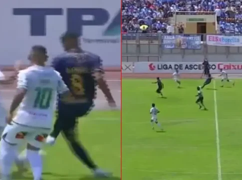 Γκολ από το κέντρο μετά από ντρίμπλα με ποδιά ανάμεσα σε δυο αντιπάλους, στη Β’ κατηγορία της Χιλής