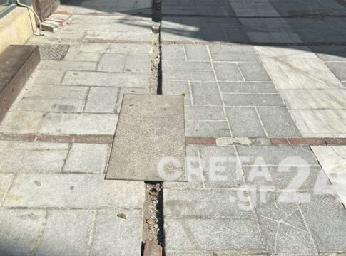 Hράκλειο: Αδιανόητες εικόνες στον πεζόδρομο μετά την εγκατάσταση δικτύου οπτικών ινών