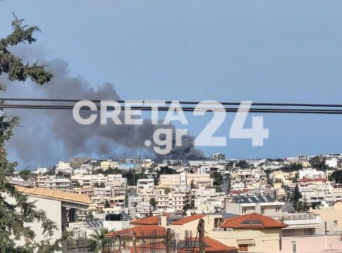 Ηράκλειο: Συναγερμός για φωτιά στη Βιομηχανική Περιοχή