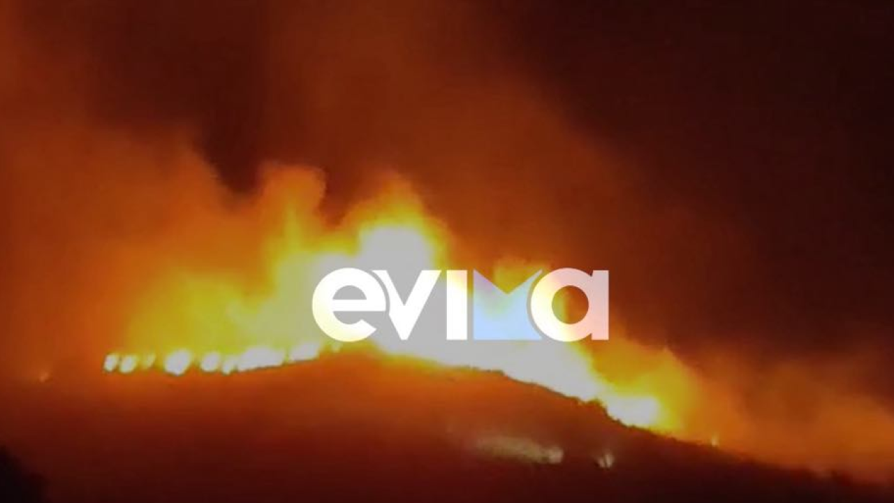 Καλύτερη η εικόνα της φωτιάς στην Κάρυστο - Εστάλη προειδοποιητικό 112