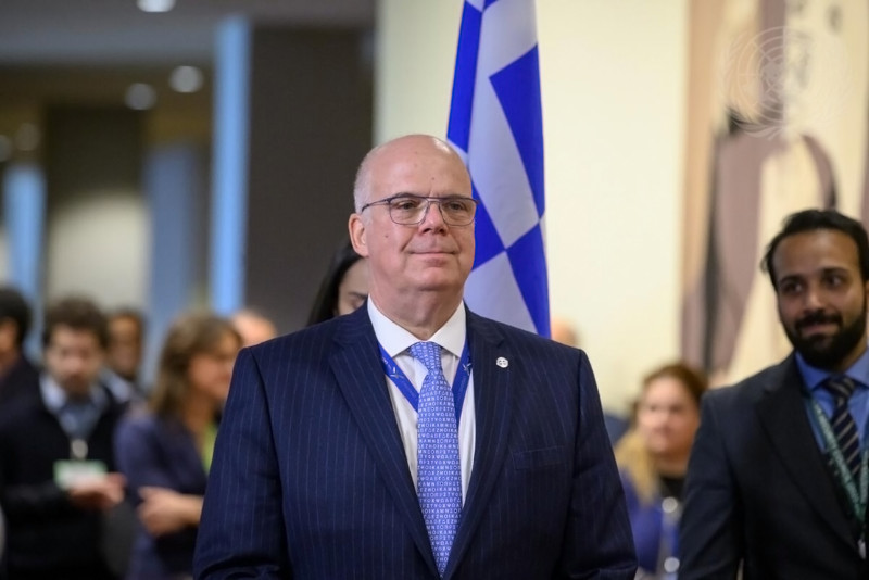 O Μόνιμος Αντιπρόσωπος της Ελλάδας στα Ηνωμένα Έθνη, πρέσβης Ευάγγελος Σέκερης