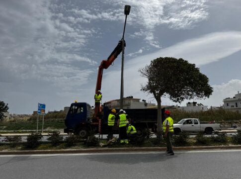 Ολοκληρώθηκε από τον Δήμο Ηρακλείου σε χρόνο ρεκόρ η προληπτική αντικατάσταση 14 πυλώνων φωτισμού στην Λ. Παναγιωτάκη