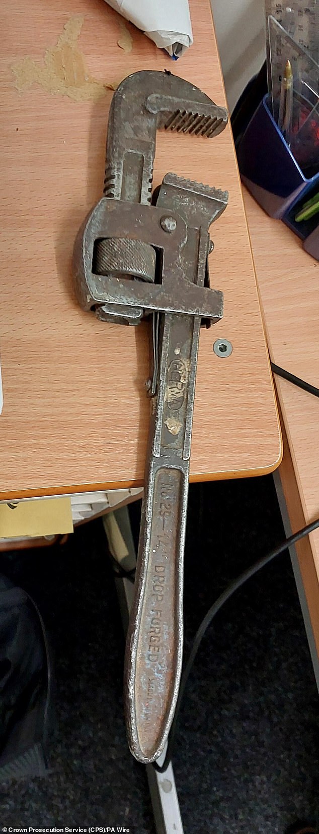 A Crown Prosecution Service photo showing the wrench used by Felton to attack his deputy