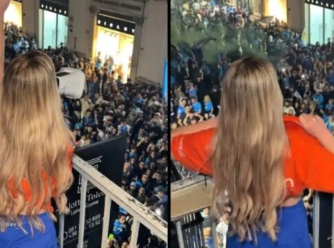 Ασυγκράτητη οπαδός της Νάπολι έμεινε τόπλες για να γιορτάσει το πρωτάθλημα