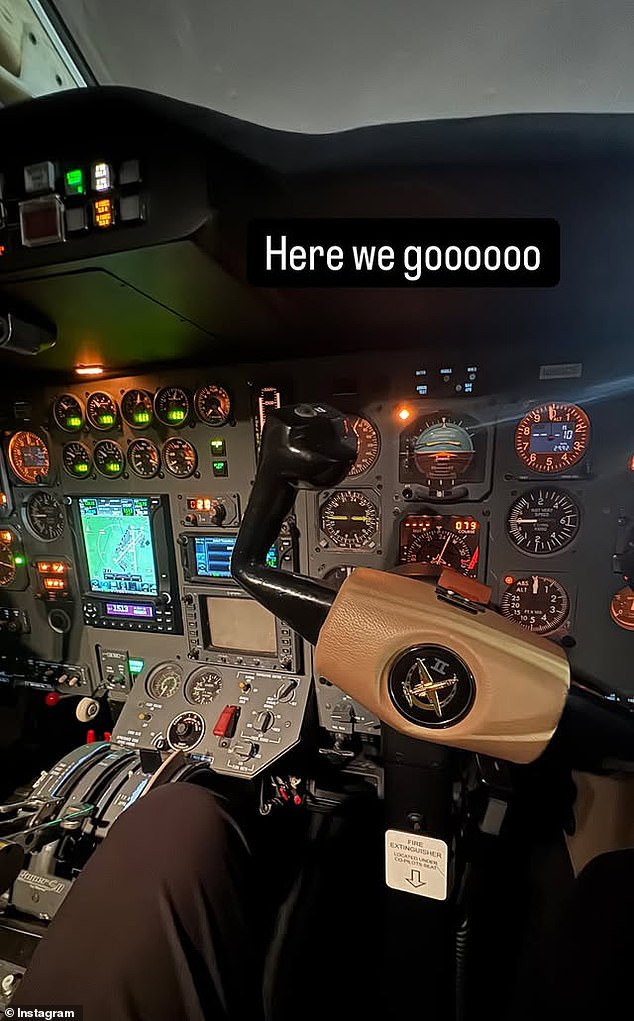 This picture appears to have been taken before the jet departed from Teterboro Airport in New Jersey on Wednesday at 11.15pm. It is unclear if Williams got off the plane in Wichita or continued onwards to San Diego