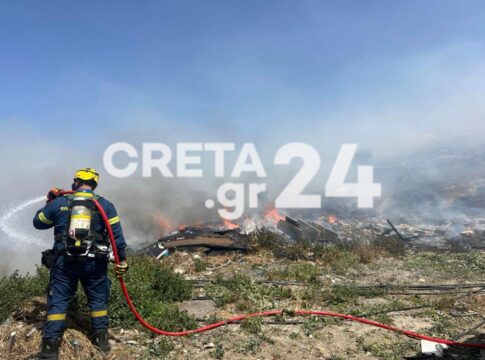 Ηράκλειο: Φωτιά και πάλι στον καταυλισμό των Ρομά – Εικόνες
