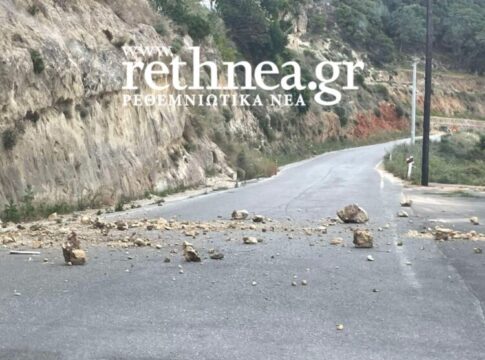 Κατολίσθηση στην Κρήτη – Έκλεισε ο δρόμος (εικόνες)