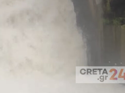 Νερό από το Οροπέδιο Λασιθίου μπαίνει με ορμή στο «διψασμένο» Φράγμα Αποσελέμη – Βίντεο