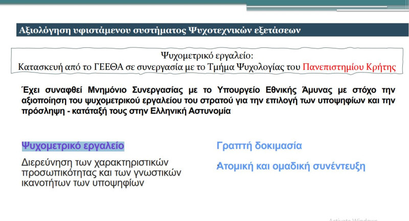 Τα ψυχομετρικά τεστ στα οποία θα υποβάλλονται οι αστυνομικοί