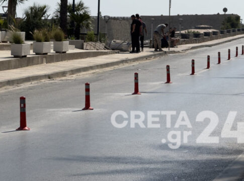 Επεκτείνονται τα κολωνάκια στην Παραλιακή Ηρακλείου – Εικόνες