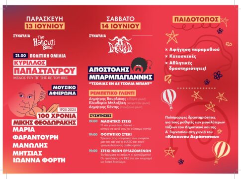 Στις 13 και 14 Ιουνίου οι εκδηλώσεις του Φεστιβάλ ΚΝΕ-Οδηγητή στα Χανιά