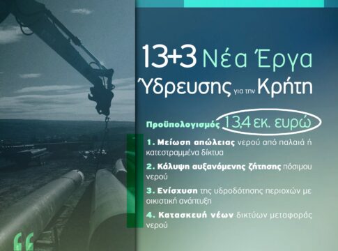 Τρία νέα έργα ύδρευσης για την Κρήτη