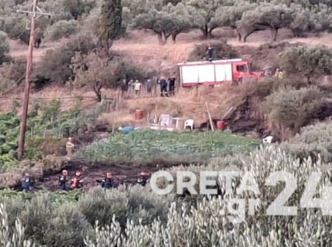 Ηράκλειο: Ο σπασμένος αγωγός ρεύματος προκάλεσε πυρκαγιά – Εικόνες