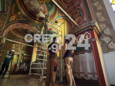 Άγιος Μηνάς: Μπήκαν οι σκαλωσιές και ξεκίνησαν οι εργασίες – Τι ισχύει για την είσοδο των πιστών (εικόνες)