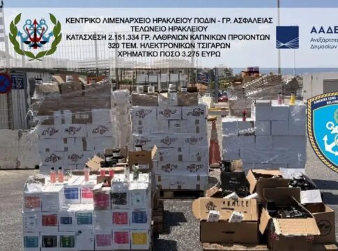 Ηράκλειο: Τόνοι λαθραίων μέσα σε μαγαζί με καπνικά είδη – Συνελήφθη ο ιδιοκτήτης