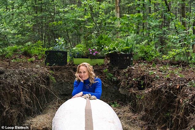 Marsya Ancker (pictured) recently buried her father in the 'Living Cocoon' - marking the first time a person in the US was buried in this type of casket