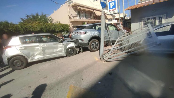 Σοκαριστικό τροχαίο στο κέντρο των Χανίων: Αυτοκίνητο “καβάλησε” άλλο ΙΧ- Τραυματίστηκε ένα άτομο (φωτο)