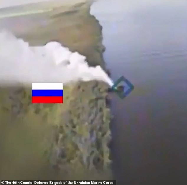 The soldiers hear the ominous buzz of a suicide drone before it swoops on the boat and detonate