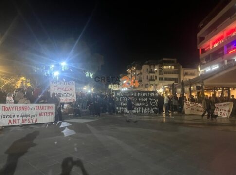 52η επέτειος Πολυτεχνείου: Σε εξέλιξη πορείες σε Ηράκλειο και Χανιά – Φωτογραφίες