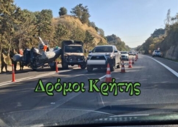 Χανιά: Τροχαίο με τζιπ του στρατού – Φωτογραφίες