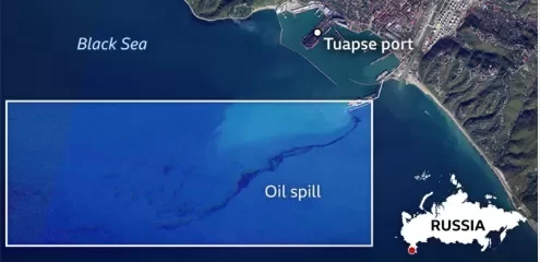 Δορυφορικές εικόνες δείχνουν πετρελαιοκηλίδα στη Μαύρη Θάλασσα μετά από ουκρανική επίθεση