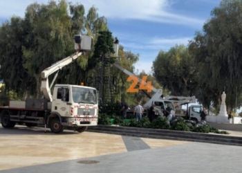 Ηράκλειο: Ξεκίνησε ο στολισμός του χριστουγεννιάτικου δέντρου στην Πλατεία Ελευθερίας