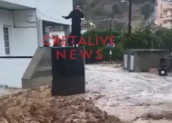 Κρήτη: Δρόμοι «ποτάμια» σε Ηράκλειο και Χανιά από την ισχυρή καταιγίδα