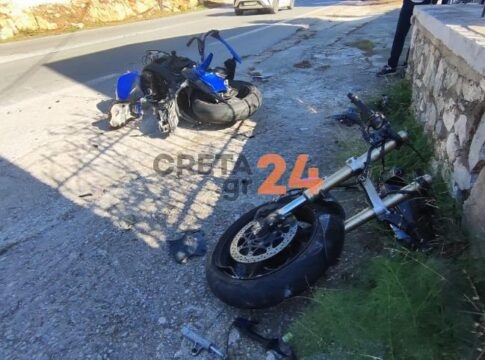 Σοκαριστικό τροχαίο στα Χανιά: Μηχανή «κόπηκε» στη μέση – Δείτε φωτογραφίες