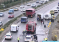 Θεσσαλονίκη: Καραμπόλα τριών φορτηγών στον Περιφερειακό