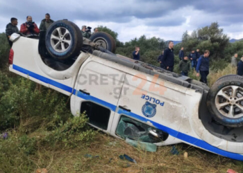 Aπέκλεισαν το αεροδρόμιο Χανίων οι αγροτοκτηνοτρόφοι – Αναποδογύρισαν περιπολικό!