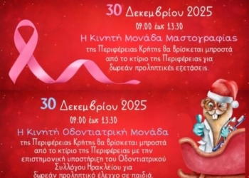 Με ευχές δώρα, συμβουλές αλλά και προληπτικές εξετάσεις κλείνει μία επιτυχημένη χρονιά πρόληψης της Περιφέρειας Κρήτης