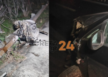 Σοκαριστικό τροχαίο στα Χανιά: Αυτοκίνητο «καρφώθηκε» στις μπάρες και διαλύθηκε!