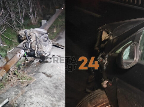 Σοκαριστικό τροχαίο στα Χανιά: Αυτοκίνητο «καρφώθηκε» στις μπάρες και διαλύθηκε!