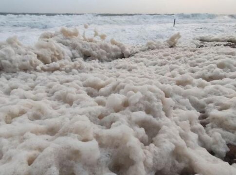 Άφρισε η θάλασσα σε παραλία της Κρήτης μετά την κακοκαιρία – Βίντεο