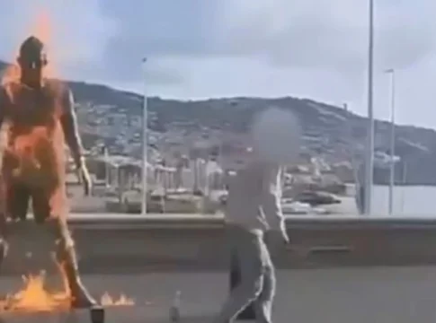 Άνδρας έβαλε φωτιά στο άγαλμα του Ρονάλντο στη Μαδέρα